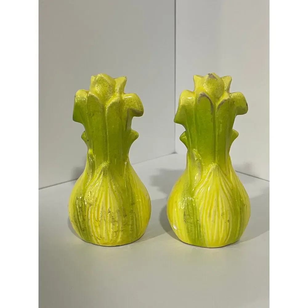 Vintage Japan Ceramic Corn‎ Salt Pepper Shakers Set Yellow Green Veggie Kitsch